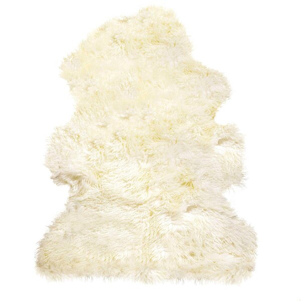 Homeroots 2 x 2 x 3 in. New Zealand Curly Single Sheepskin Rug Natural 294268 - main